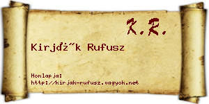 Kirják Rufusz névjegykártya